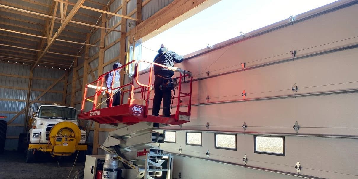 Commercial garage door repair job