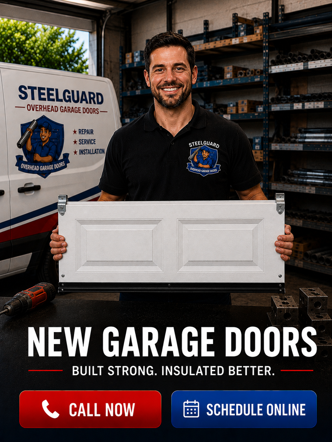 New garage door installation graphic